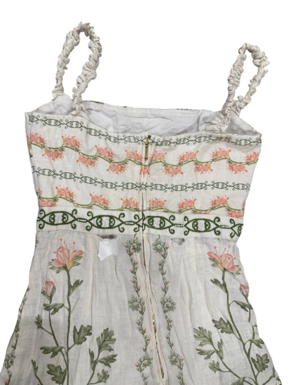 Agua Bendita Cream Floral Midi Dress with Pink & Green Botanicals - Picture 8 of 14